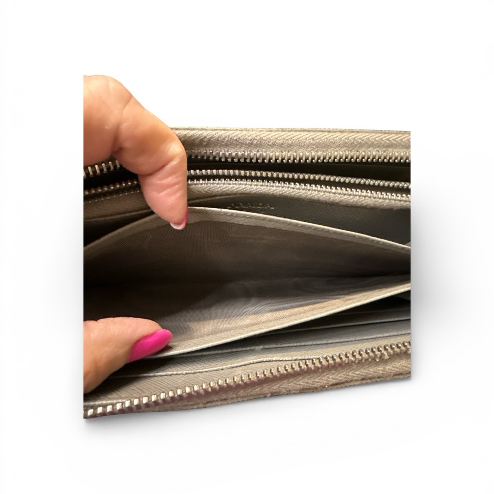 Prada Grey and Silver Women's Wallet - Picture 10 of 12